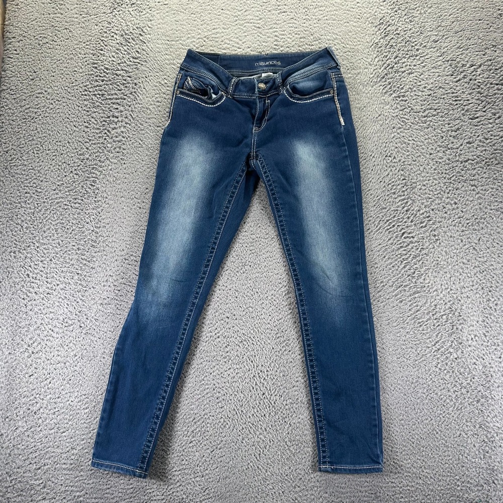 Maurices Jeans Womens M Blue Cotton Denim Skinny Faded Travel Workwear Stretch